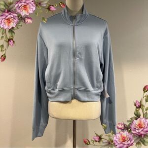 Better Together zip‎ up crop sweatshirt in dusty blue color size large